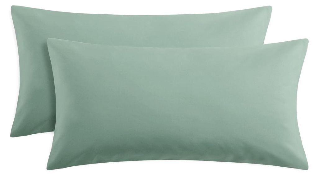 Kissenbezug 40 x 80 cm, grün, 2er-Set - -er Kissenbezug 40 x 80 cm, salbeigrün, Mikrofaser mit Reißverschluss, Set mit zwei Kissenbezügen