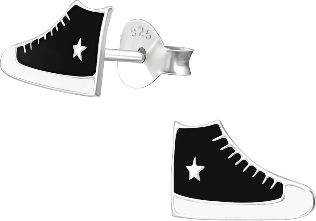 Ohrstecker Schuhe 925 Sterling Silber mit Sneaker in schwarz oder pink Farbe - Schwarz