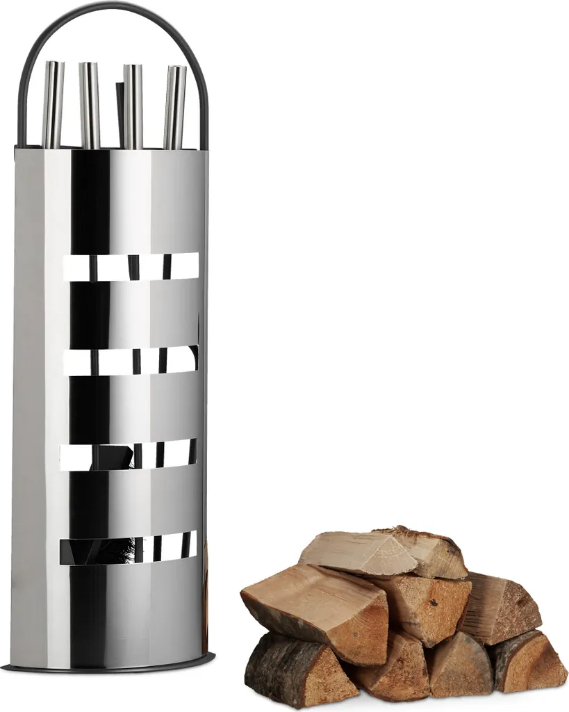 Kit Attrezzi Camino Relaxdays 5 Pezzi - Acciaio Robusto Termoresistente