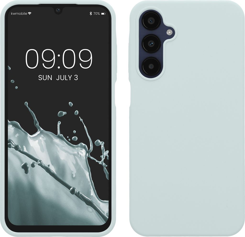 kwmobile Hülle kompatibel mit Samsung Galaxy A25 Hülle - Silikon Handy Case - Handyhülle weiche Oberfläche - kabelloses Laden - Cool Mint