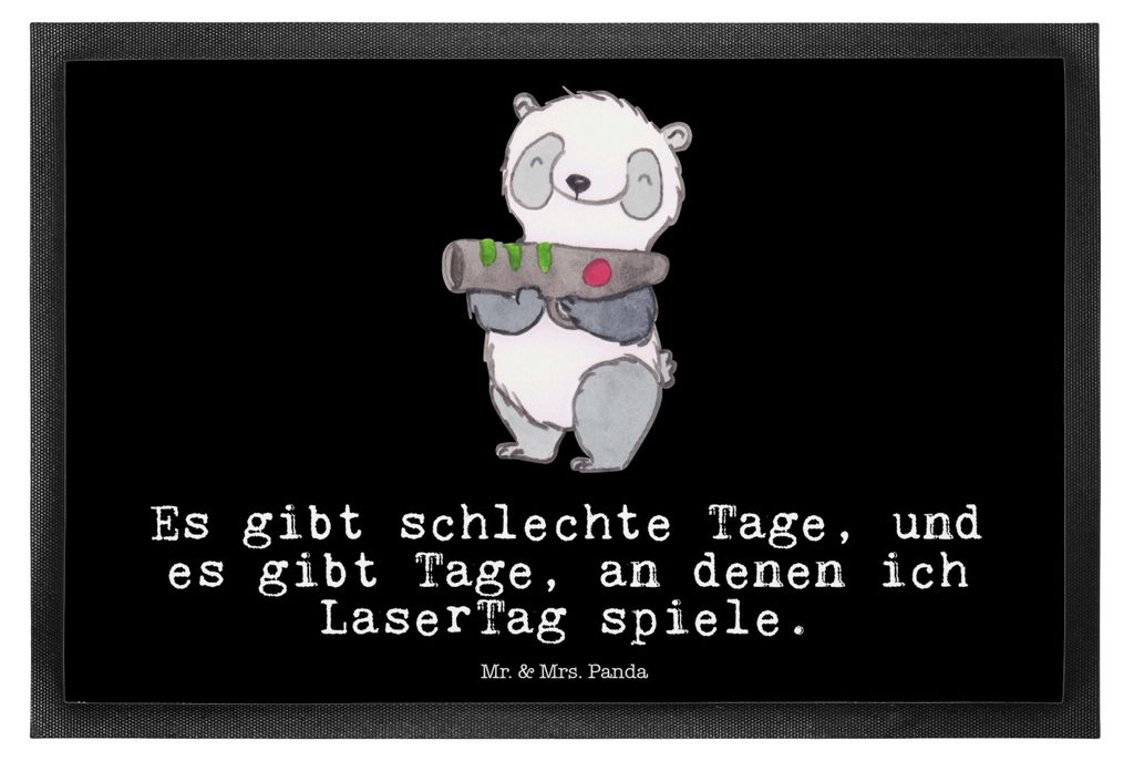 Mr. & Mrs. Panda Schmutzmatte Panda LaserTag 40 x 60 cm - Schwarz - Geschenk, Schmutzfangmatte, fußmatte, Lasergame Zentrum, Laser Tag Party, Abtr...