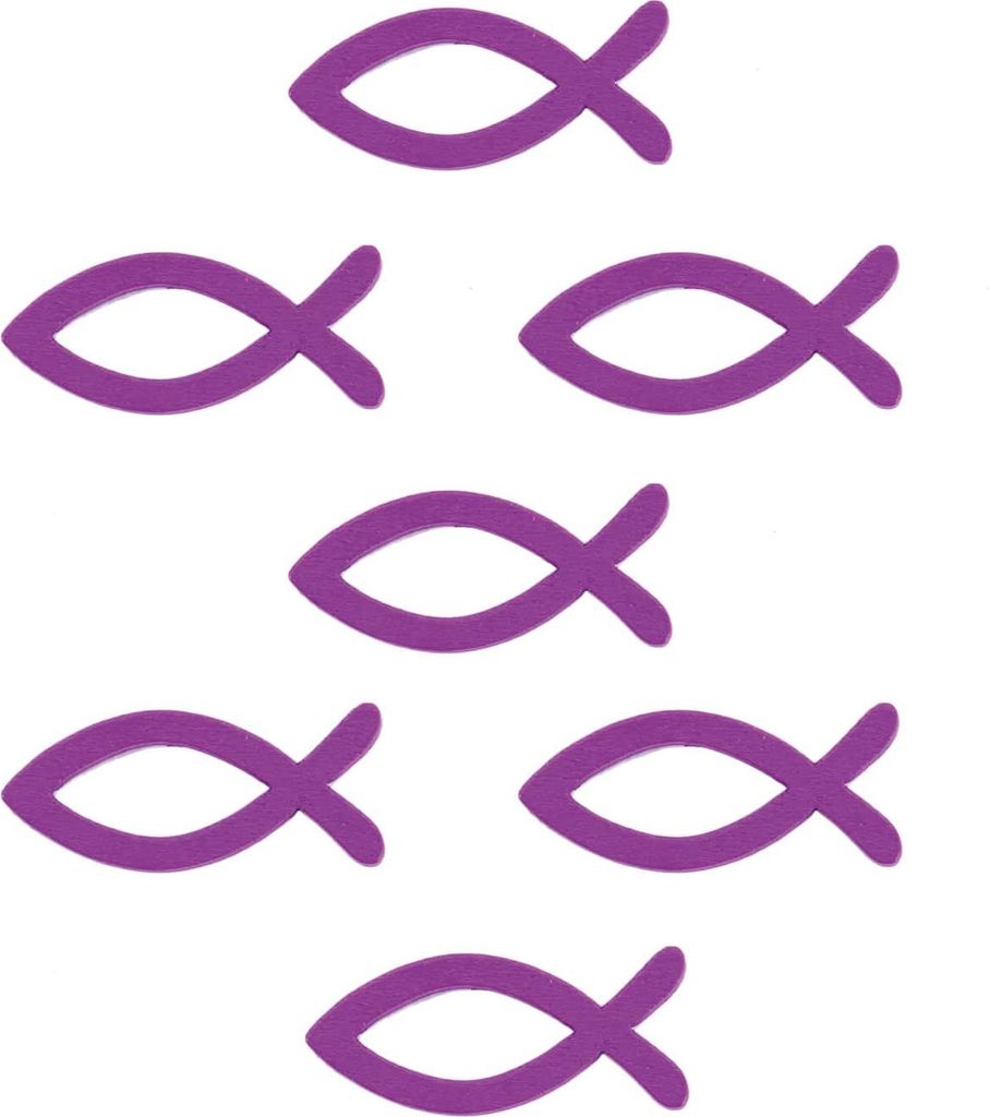 Oblique Unique 18 Holz Fische Streudeko Taufe Kommunion Konfirmation - Echtholz lila