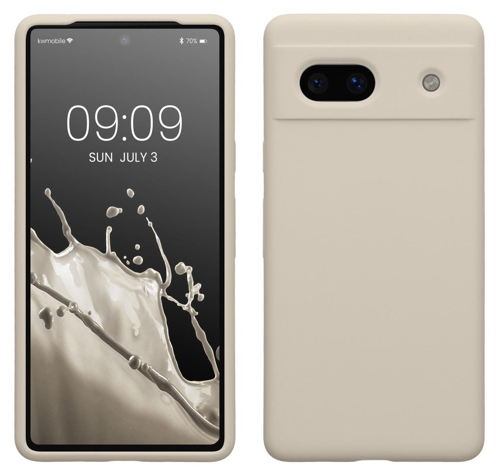 kwmobile Handyhülle für Google Pixel 7a Hülle, für Pixel 7a Case - Hülle Silikon - kabelloses Laden - Creme