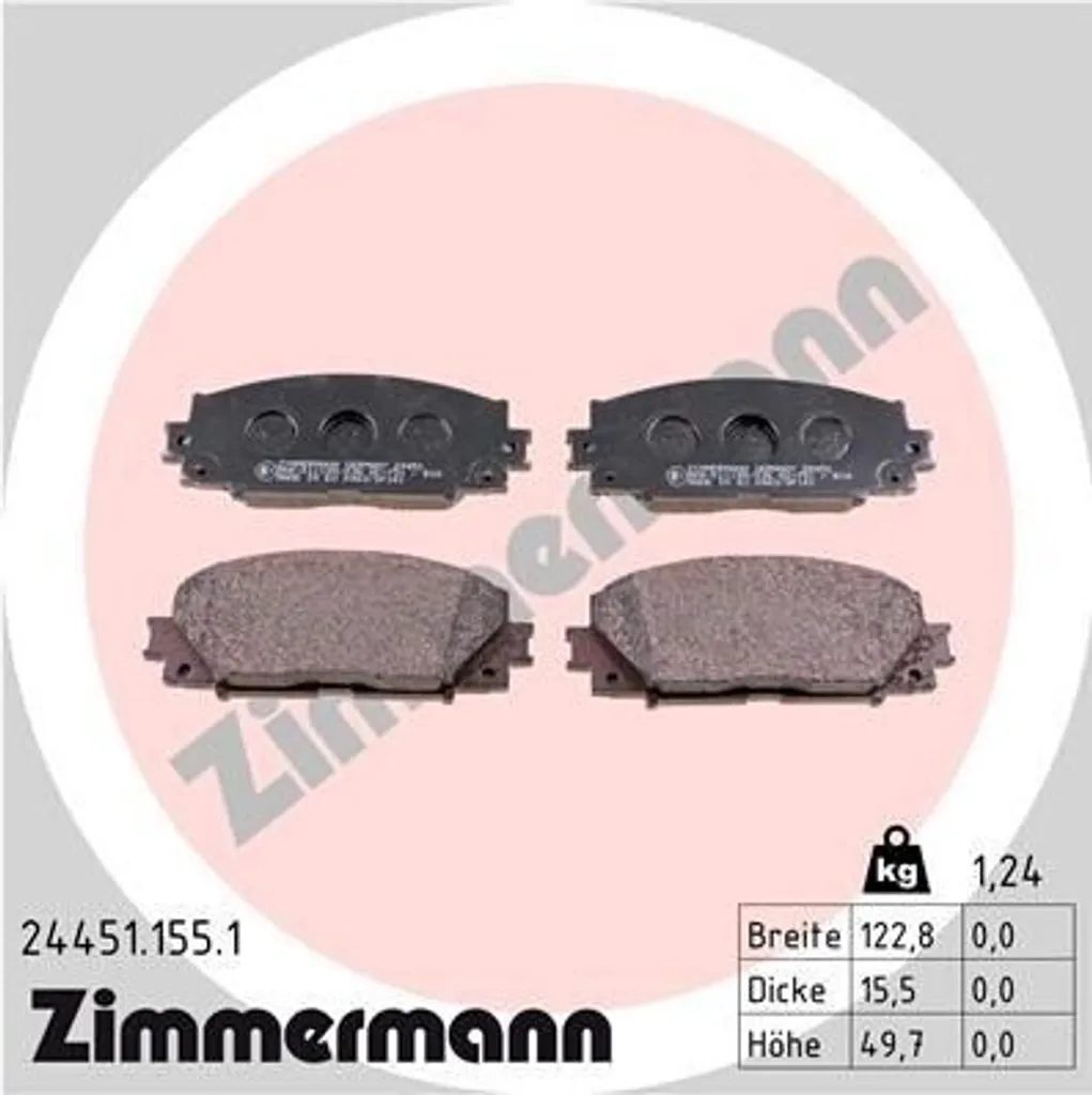 Plaquettes de frein Zimmermann 24451.155.1 pour Prius PHV et Plus W4