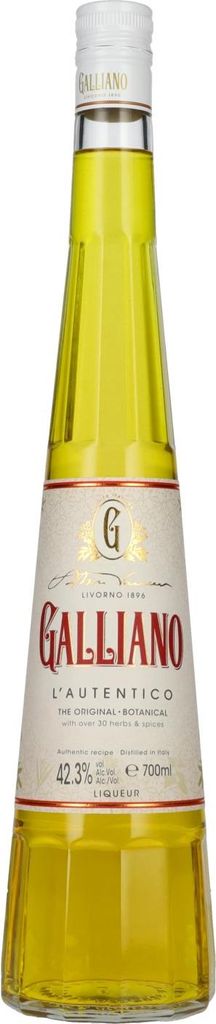 A bottle of Galliano L'Autentico liqueur.