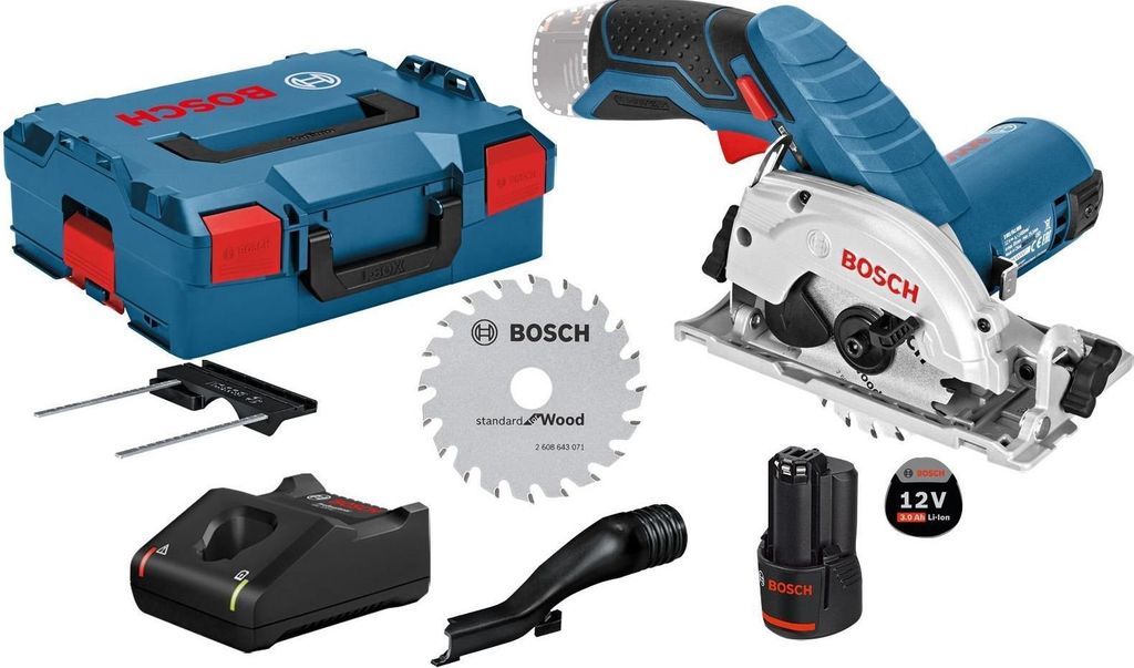 Bosch Akku-Kreissäge GKS 12V-26 12 V Ø 85 mm / 1x 3,0 Ah Akku + Ladegerät inkl. Zubehör in L-Boxx
