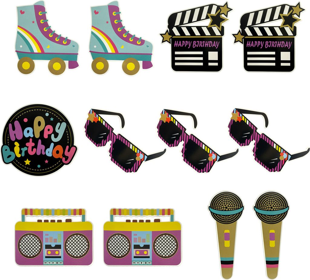 Oblique Unique Konfetti Happy Birthday Retro Motive 80er Produktbild 