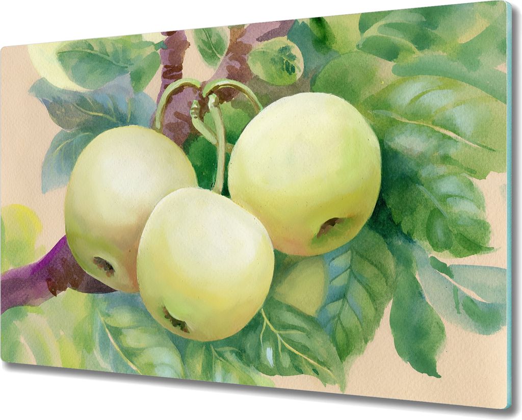 Coloray Herdabdeckplatte 80x52 cm Schneidebrett Kochplattenabdeckung Küchenbrett Hackbrett - Früchte Apfel