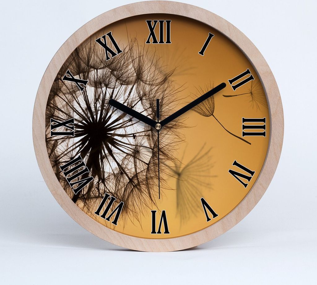 Holzuhr 30fi cm wanduhr - schwarze Spitzen - Löwenzahn