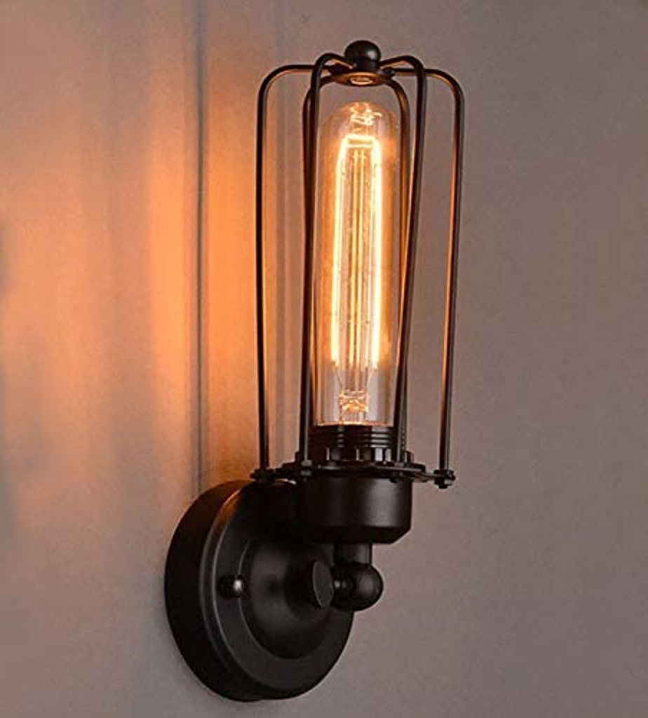 Schwarz Wandleuchte Vintage Retro Eisen Wand Lampe Industrielampe Wandleuchte DE 