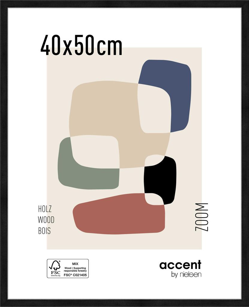 accent by nielsen Holz Bilderrahmen Zoom, 40x50 cm, Schwarz