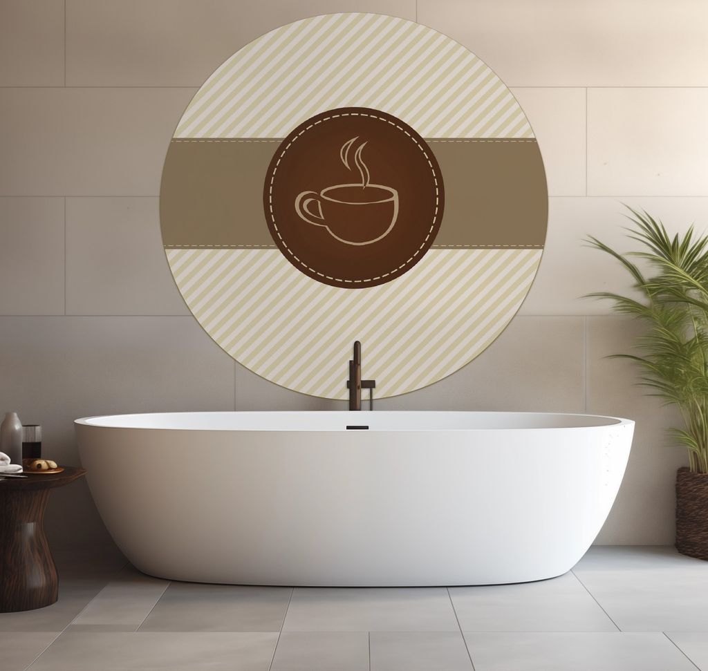 Wallario wasserfestes Poster selbstklebend 120 x 120 cm, Kaffee-Menü - Logo Symbol für Kaffee, Badezimmerposter Spritzschutz mit Hochglanzoberfl...