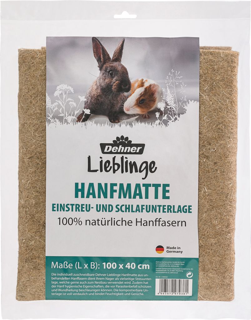 Dehner Nagerzubehör, Hanfmatte, ca. 100 x 40 cm, Hanf, natur