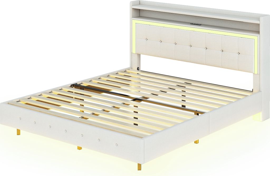 Sweiko lit rembourré 140*200, avec prise USB et lumière Image du produit 