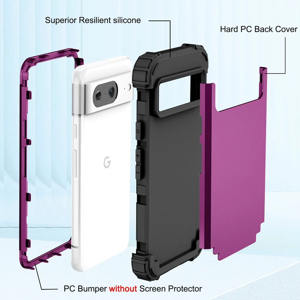 XINYEXIN Cover per Google Pixel 8 Pro, Custodia con Protezione Fotocamera [ 360° Magnetica Anello Supporto] Hard PC y TPU Silicone Antiurto Custodie - Blu scuro