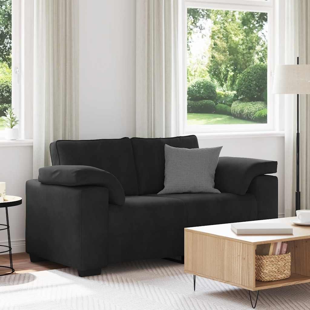 Möbel Zweisitzer-Sofa Schwarz 120 cm Samt - Klassische Sofas 4105262