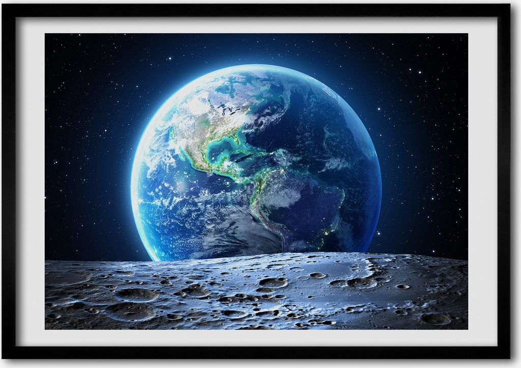 Bild - Bilder - Bilderrahmen - 70 cm x 50 cm - MDF-Rahmen, Wandkunst Planet Erde