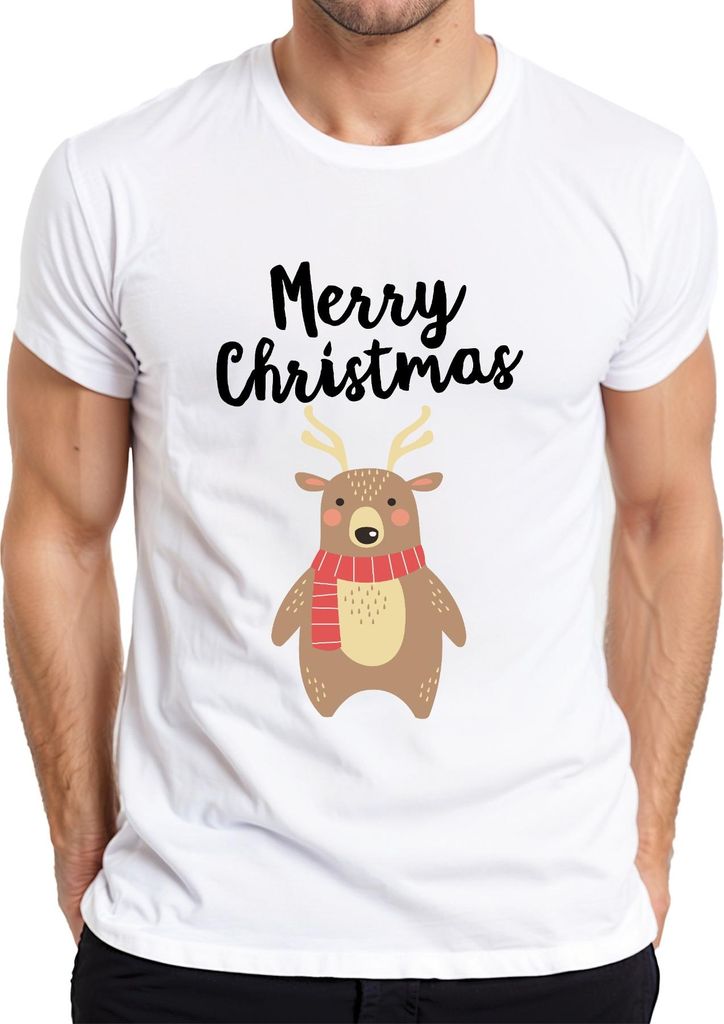 Merry Christmas cooles Rentier - Weihnachten Weihnachtsgeschenk Christmas Herren T-Shirt, Weiß, L