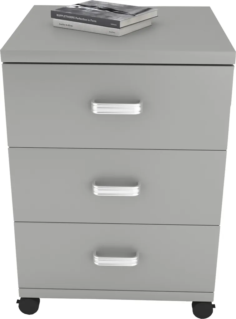 Bloc de rangement 3 tiroirs Tobila gris - Organisateur de bureau A4