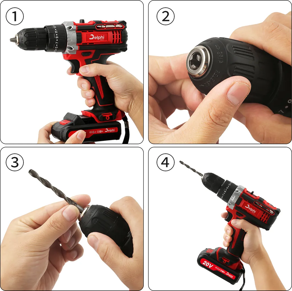 Perceuse à percussion Delphi 20V : finissez vos travaux sans interruption
