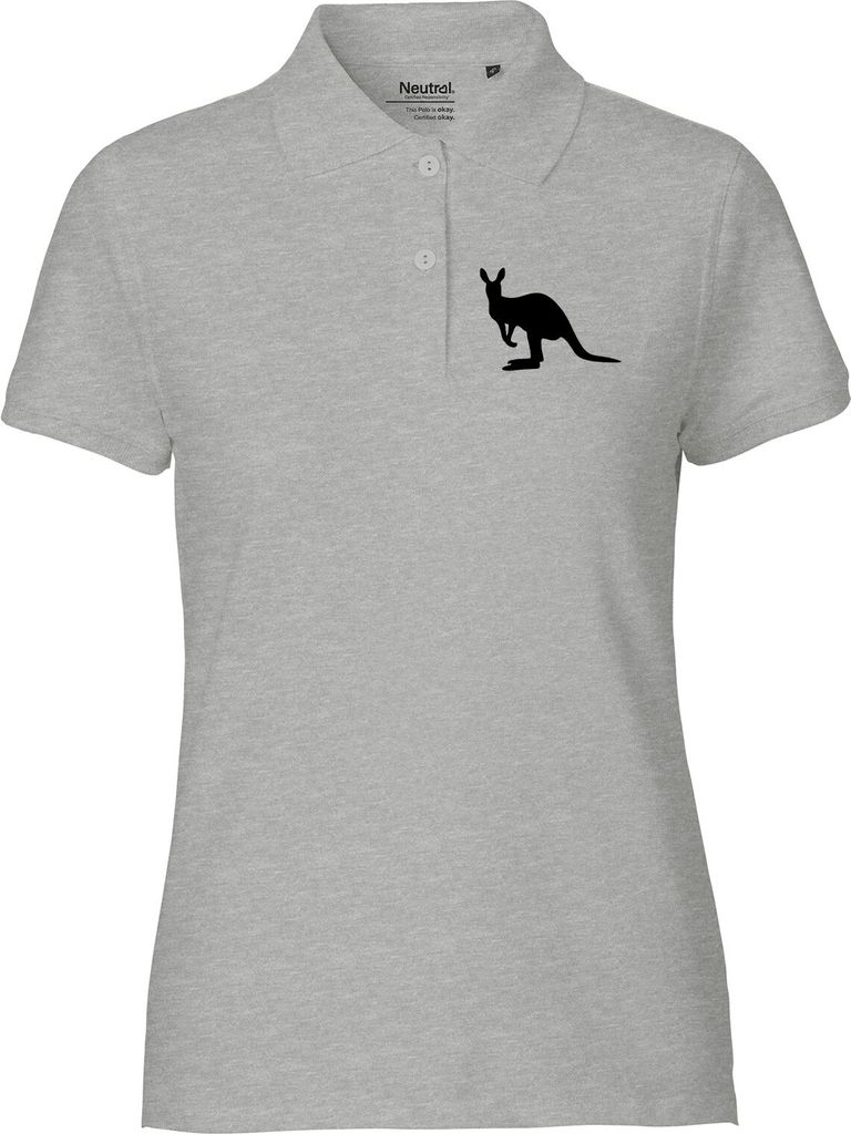 Huuraa Damen Polo Shirt Kangaroo Silhouette S Sport Grey Bio Baumwolle Fairtrade Poloshirt Geschenkidee