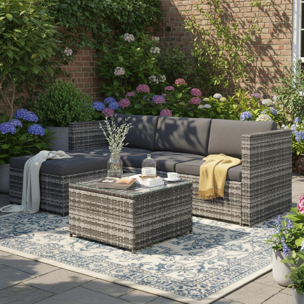 Flieks Rattan Gartenmöbel Sets 4 Sitzer, Polyrattan Produktbild 