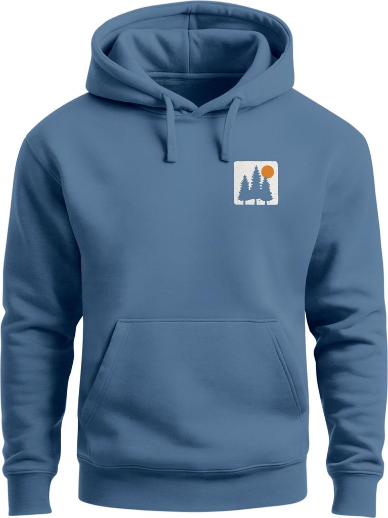 Herren Hoodie mit Bäumen Sonne Schlichtes Outdoor Brustmotiv Nature Logo Streetwear Fashion Streetstyle Neverless