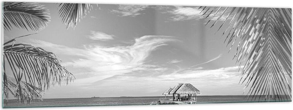 Bilder auf glas - Einteilig - Himmlisch Strand Monochrom - 160x50cm - Glasbilder - Wandbilder - Bilder - Wanddekoration aus Glas - Glas Bilder - Wa...