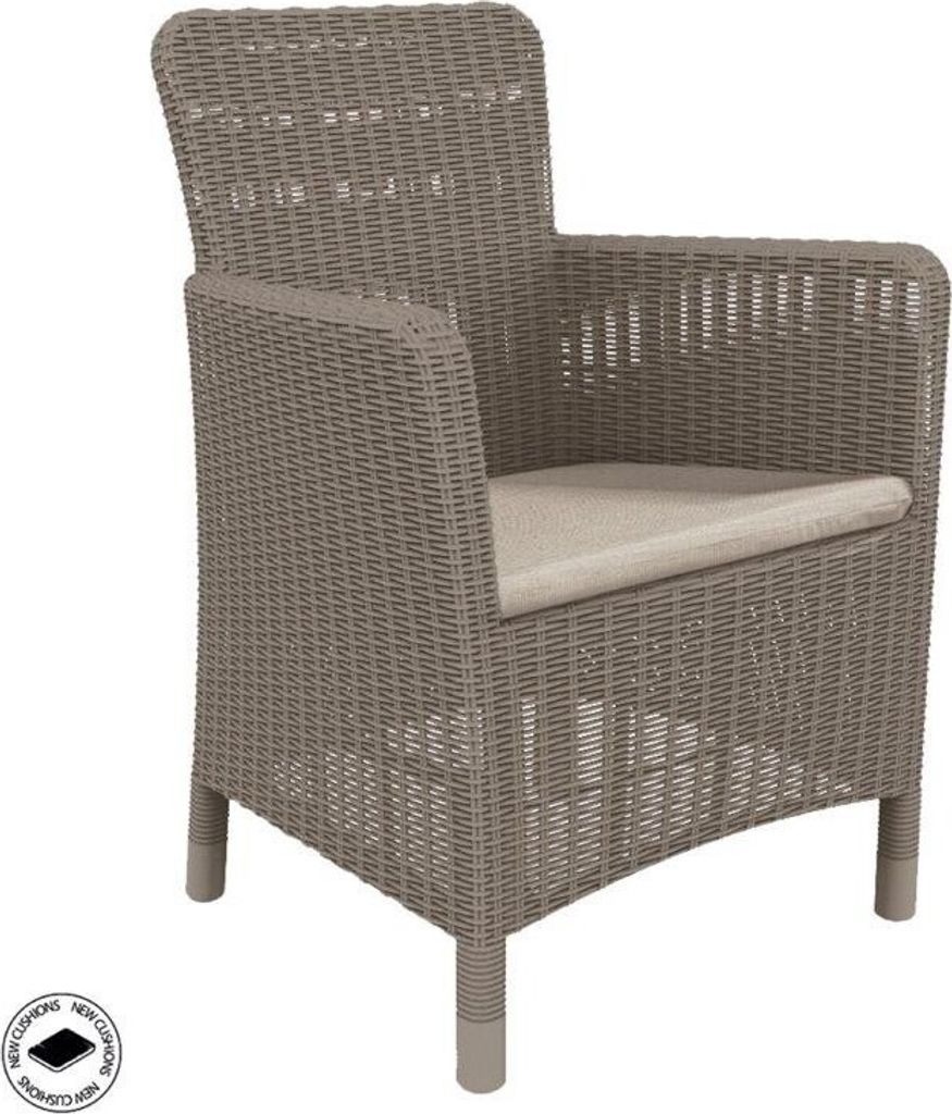 Chaise De Jardin Trenton Beige Allibert - Design Rotin, Coussin Inclus, Résistante Aux Intempéries