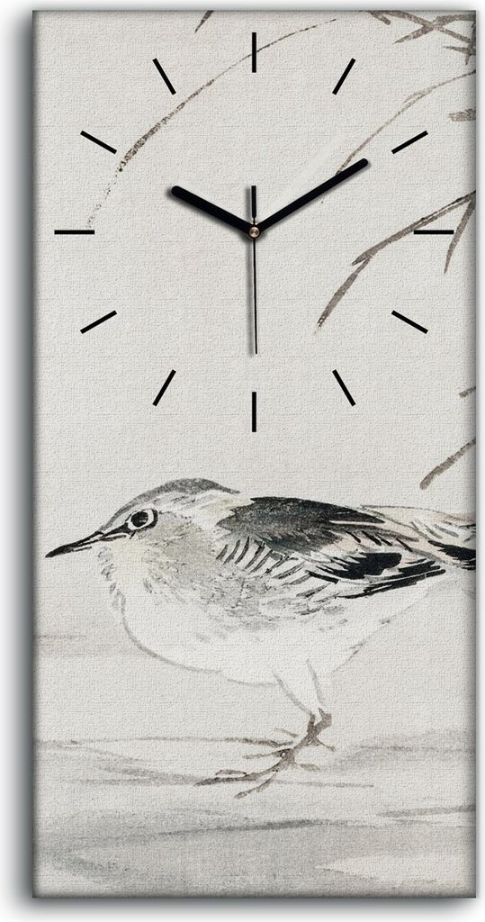 Dekor Leinwand Uhr Wandbilder 30x60 Gemälde Asiatisches Baum Tier Vogel Sperling - schwarze Hände