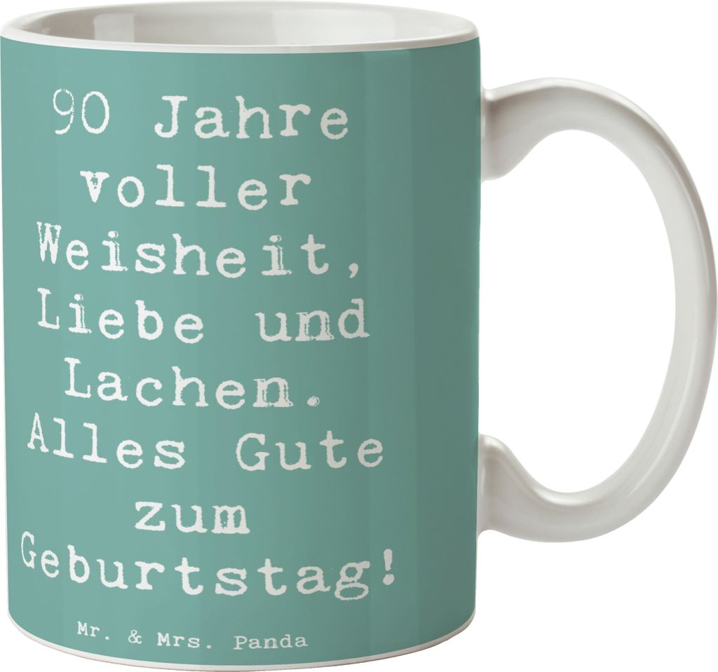 Mr. & Mrs. Panda Kaffeebecher Spruch 90. Geburtstag - Produktbild 
