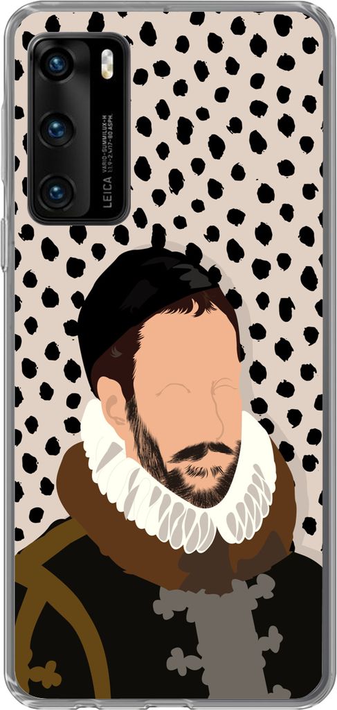 MuchoWow Handyhülle Schutzhülle Hülle für Telefoonhoesje Huawei P40 Alte Meister - Wilhelm von Oranien - Punkte - Vintage Silikon Softcase Ha...