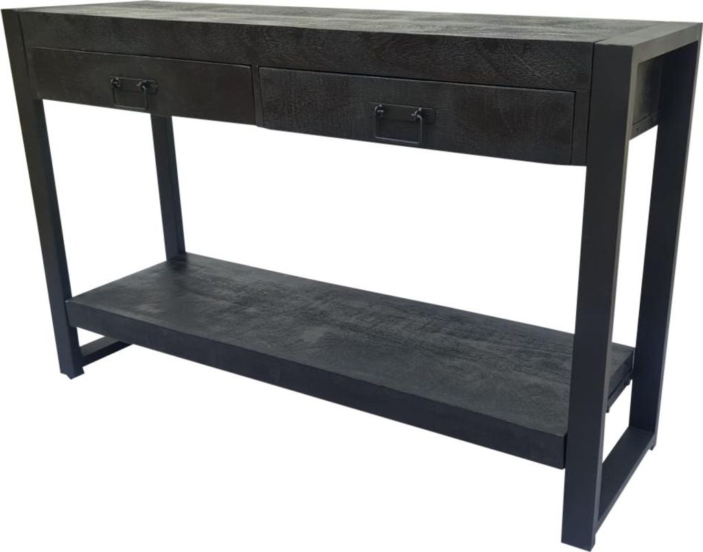 Konsolentisch Zavan Black Mangoholz Metall Schwarz 180 150 120 x 35 x 76 cm, Masse:120 cm X 35 cm
