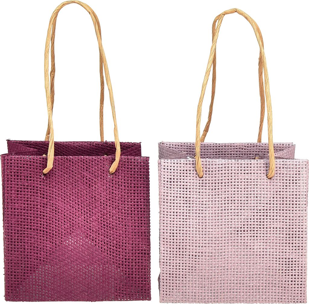 Papier Geschenktüten mit Henkel in Burgund und Rosa, Elegante Geschenkverpackung, 12x12cm, 8er Set, 8 Stück