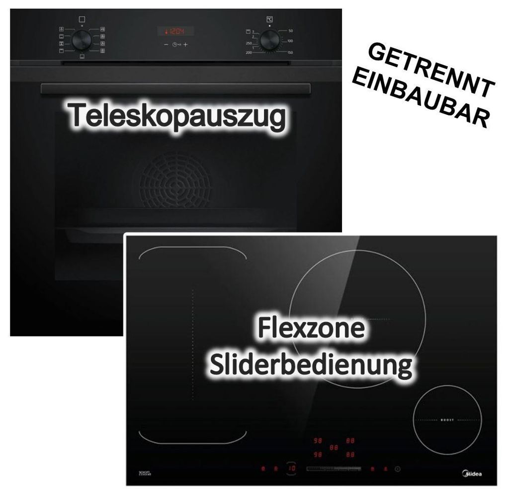 Herdset Siemens Backofen HYDROLYSE AUSZUG + Midea Produktbild 