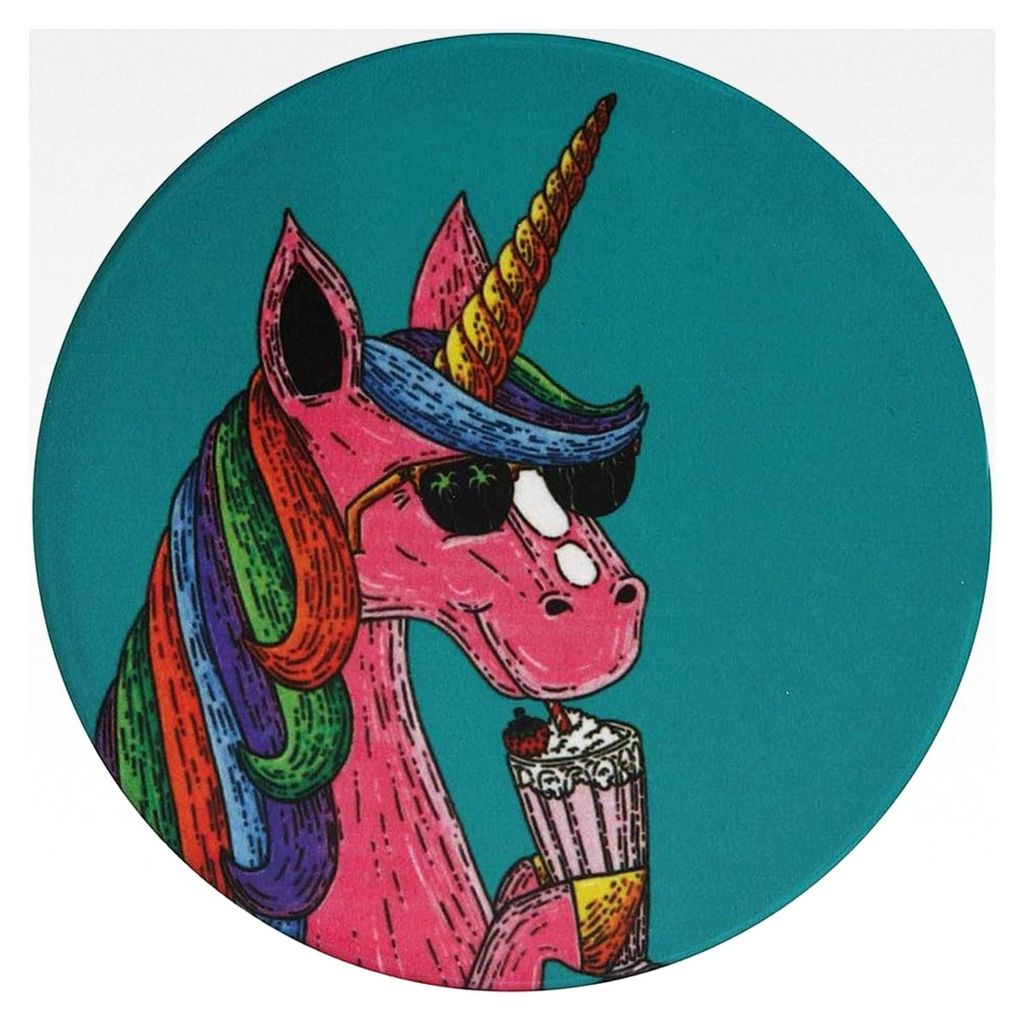 Untersetzer, Einhorn, Rund, Keramik, Kork, Mehrfarbig, 10,5 cm