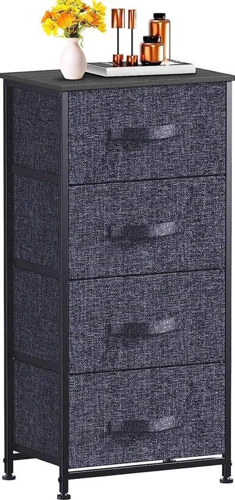 Meuble de rangement 4 tiroirs pliables, commode légère structure métal