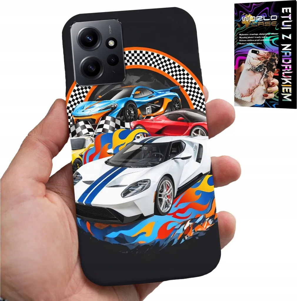 Custodia per Xiaomi Note 12 4G - Auto sportive, custodia da corsa + vetro