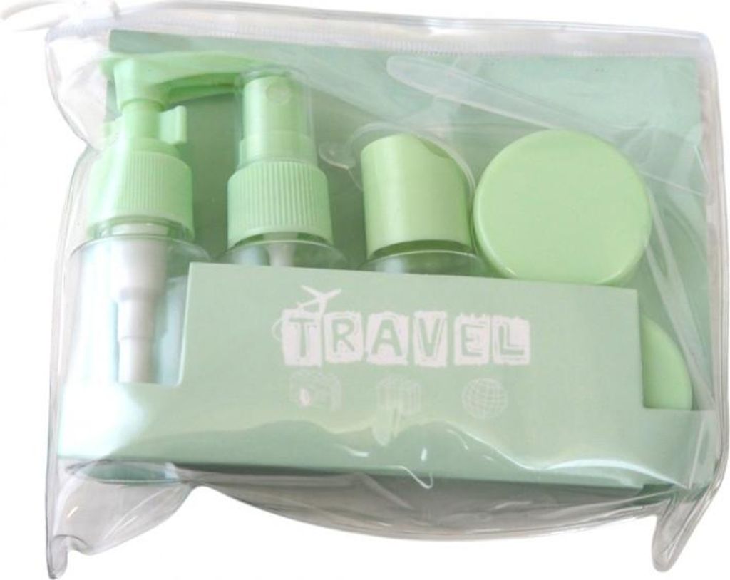 Reiseset mit Kosmetikfläschchen 7 in 1 TRAVEL - mehrere Farben Farbe: Grün