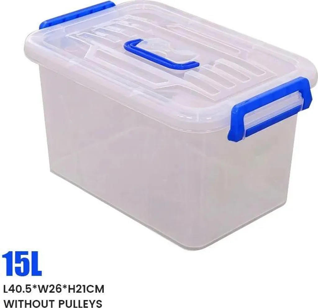 Rangement vêtements empilable 15 litres rose avec couvercle et roues