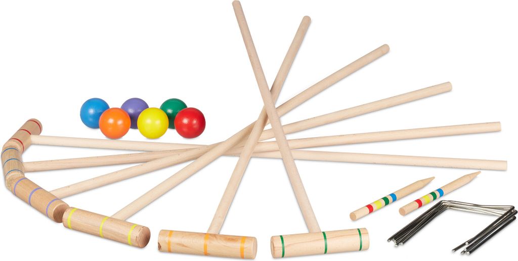 Relaxdays Krocket Spiel, 6 Spieler, Kinder & Erwachsene, Produktbild 