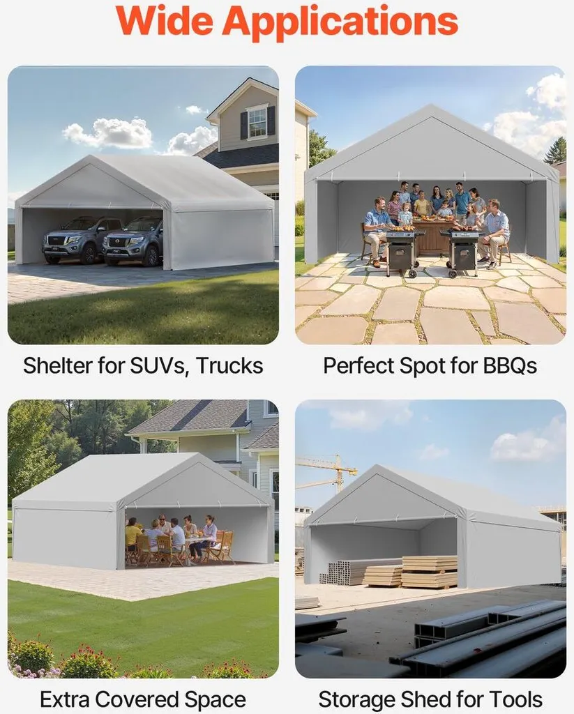 Bâche pour Garage Portable 6x6m Imperméable et Résistante aux Rayons UV - 6
