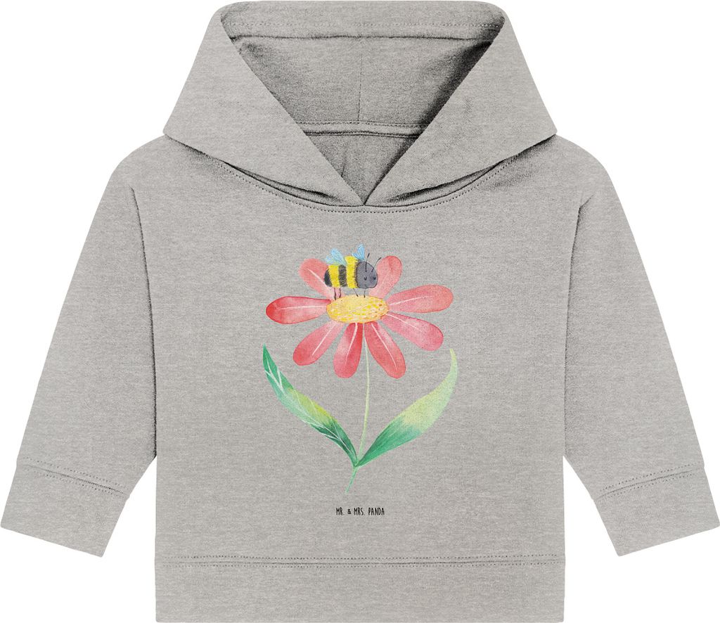 Mr. & Mrs. Panda Organic Baby Hoodie Hummel Blume 24. - 36. Monat - Heather Grey - Geschenk, Wespe, Natur, Kapuzensweatshirt, Kapuzenshirt, Lustige...
