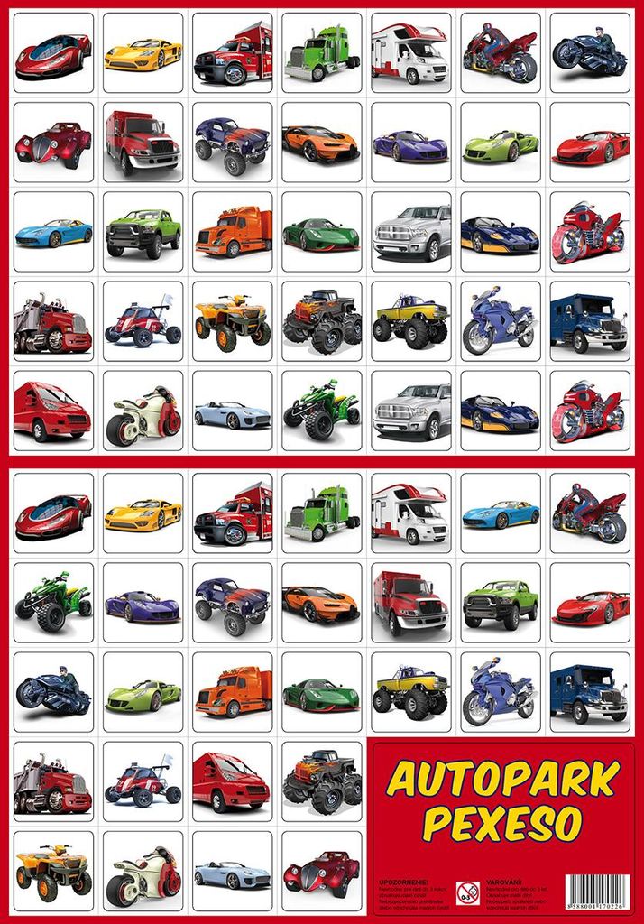 Memory-Spiel Autopark mit 32 Bildpaaren, geeignet für Kinder ab 3 Jahren