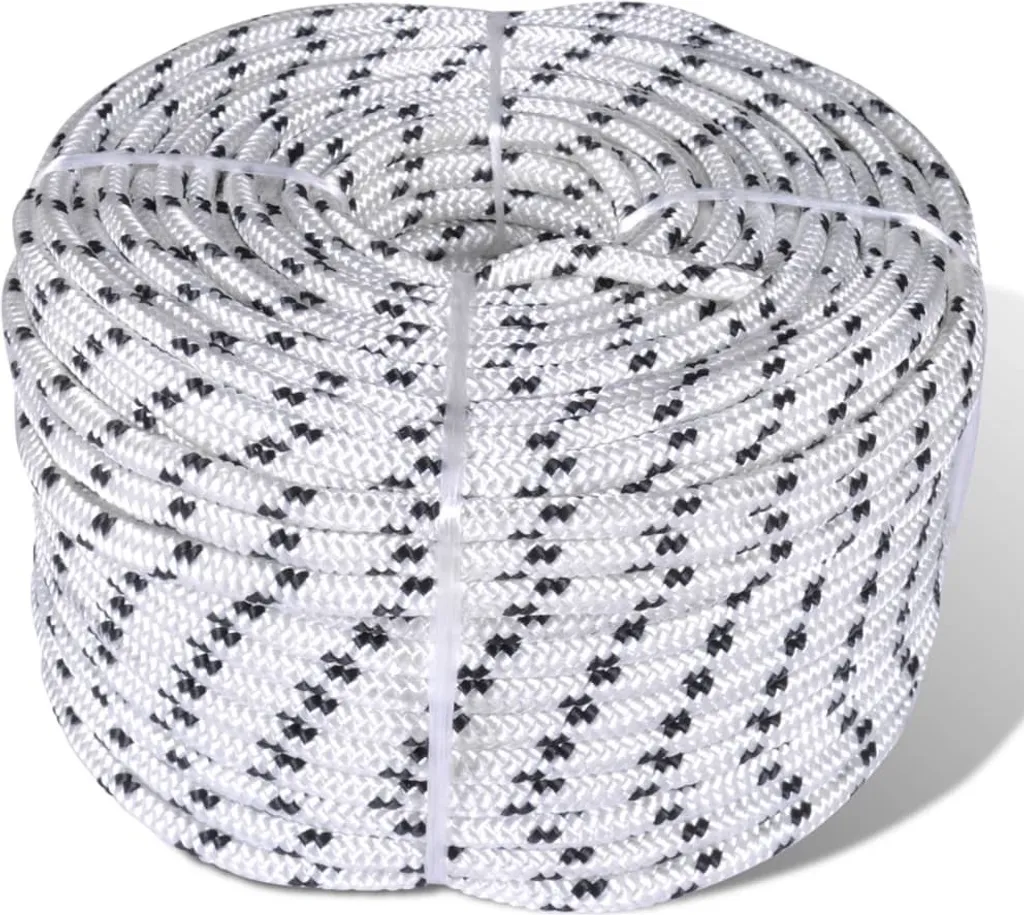 Cordelette blanche en polyester 6 mm rouleau de 250 m pour bricolage
