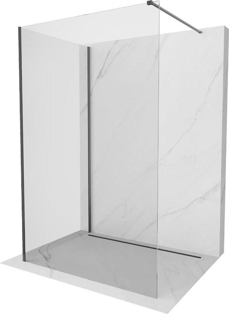 Mexen Kioto Duschwand Walk-in 105 x 100 cm, transparent, gun gray gebürstet - 800-105-212-66-00-100