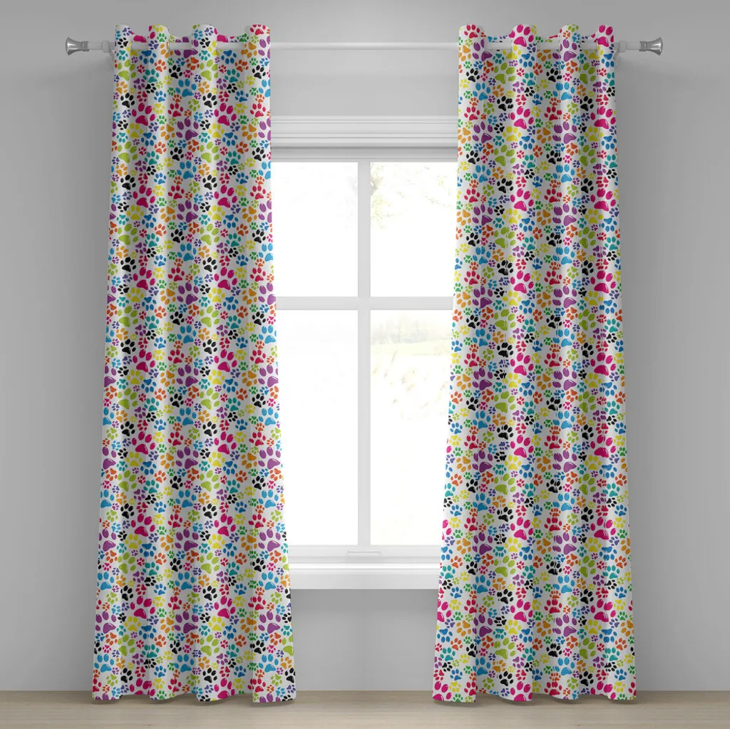 Rideau imprimé pattes de chien pour décoration salon et chambre 280x175