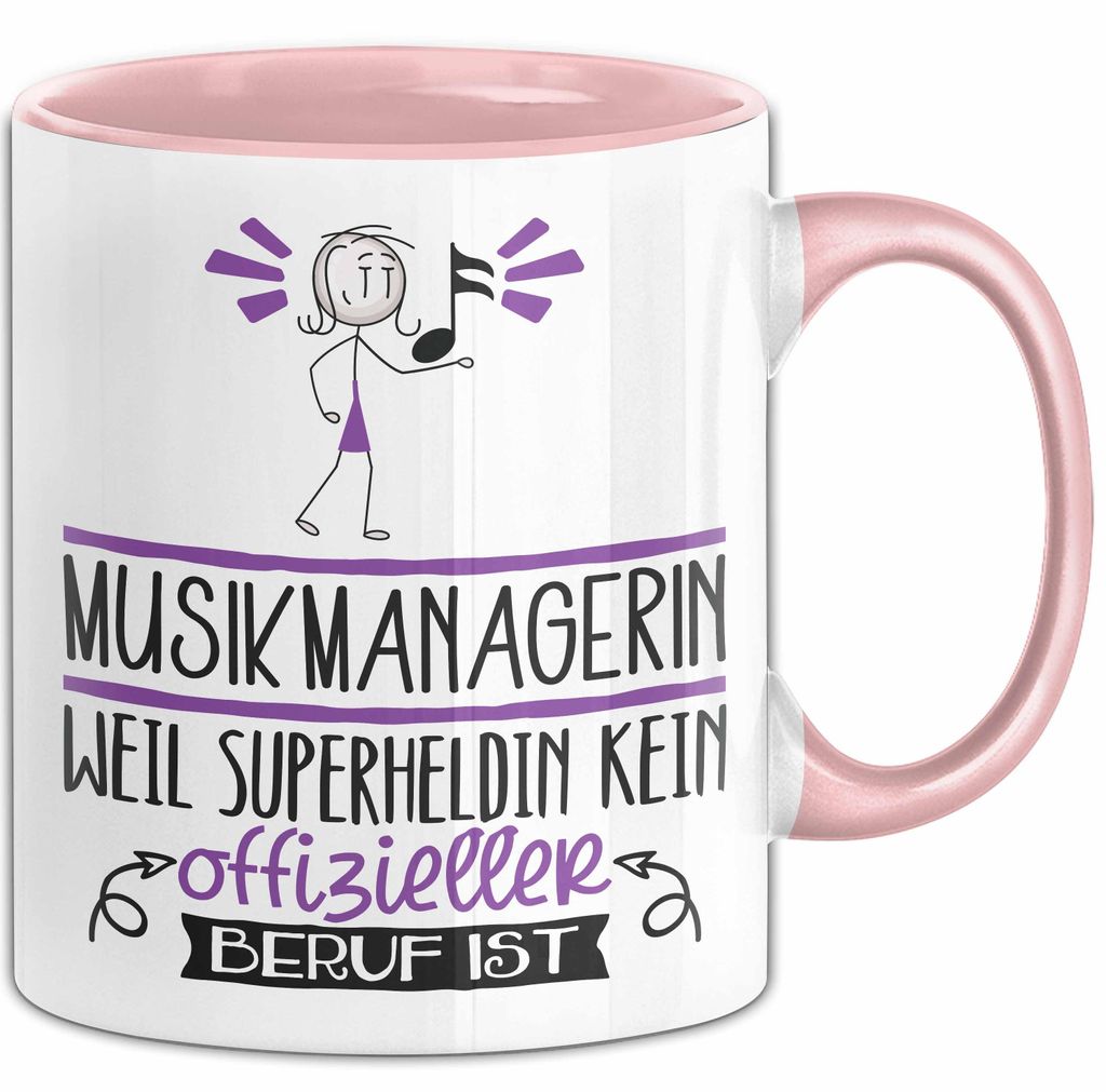 Musikmanagerin Geschenk Tasse Lustiger Spruch Musikmanagerin Weil Superheldin Kein Offizieller Beruf Ist Geschenkidee (Rosa)