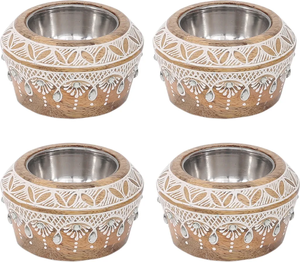 Set 4 Portacandele Boho Anasuya - Decorazione Tavola Artigianale Chic