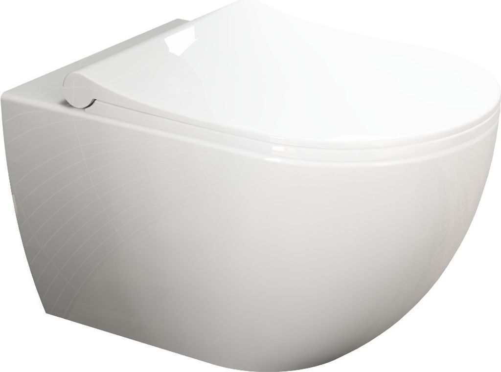 Aqua Bagno Design Hänge-WC Ohne Spülrand WC-Garnitur mit Softclose WC-Sitz Wandmontage WC-Set Keramik Toilette spülandlos